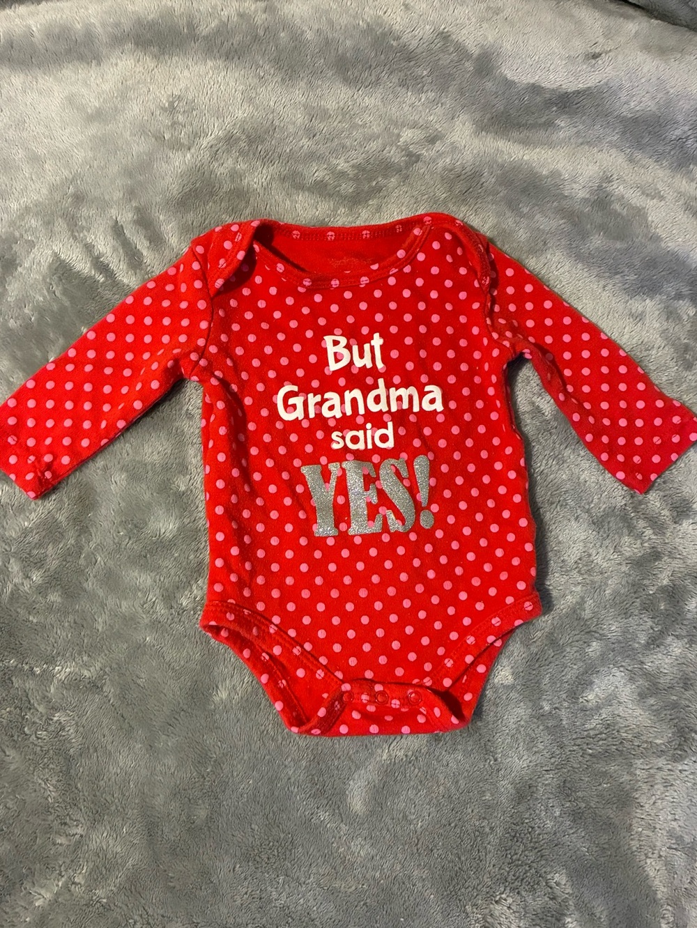 Carter's Red Polka Dot Long-Sleeve One-Piece Bodysuit